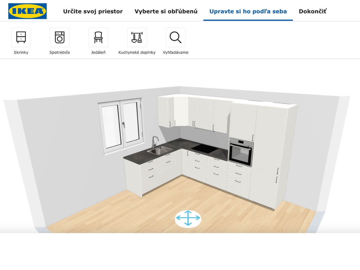 Návrh kuchyne v softvéri IKEA Plánovač kuchyne.