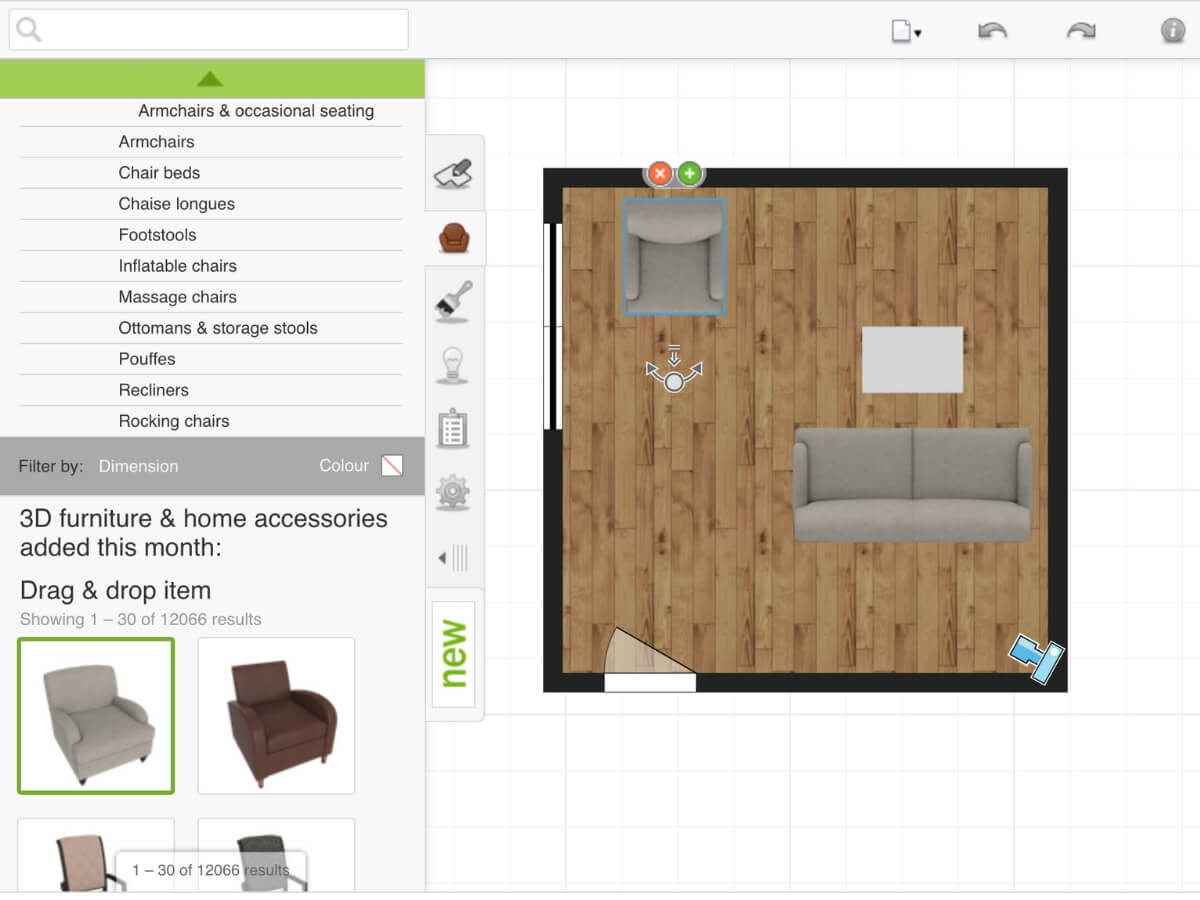 Navrhovanie obývačky v softvéri Roomstyler.
