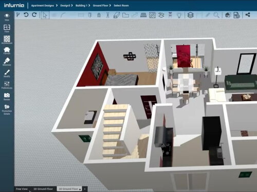 Návrh interiéru bytu v softvéri Infurnia.