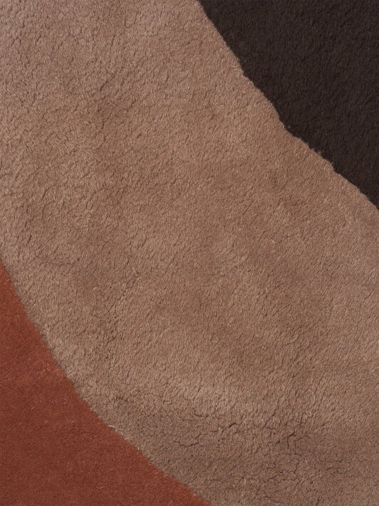 Ručne všívaný dizajnový koberec z mäkkej vlny v červenej a hnedej farbe