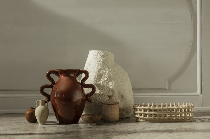 Malá kašmírová oválna misa z lesklej keramiky s pleteným dizajnom