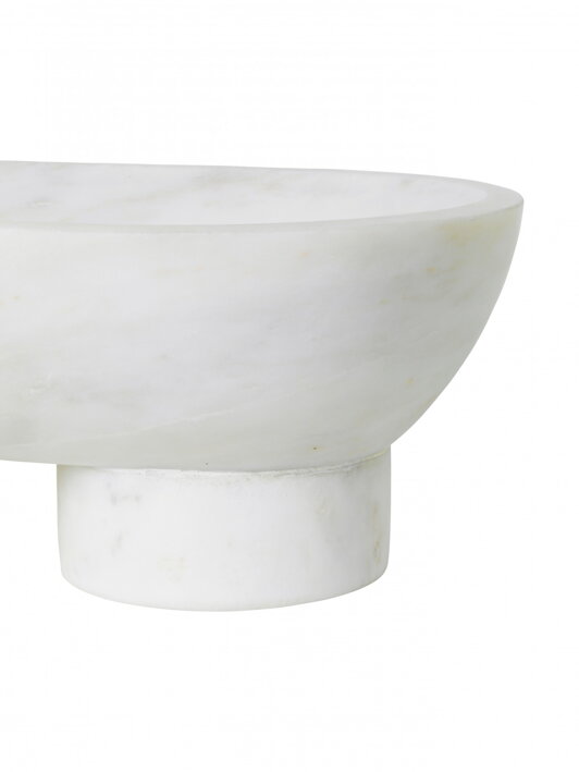 Luxusná dekoračná miska na podstavci z masívneho bieleho mramoru