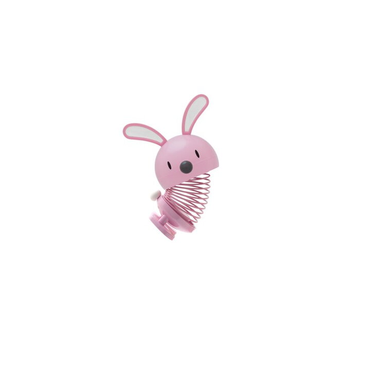 Malá ružová figúrka zajačik vo veselom výskoku