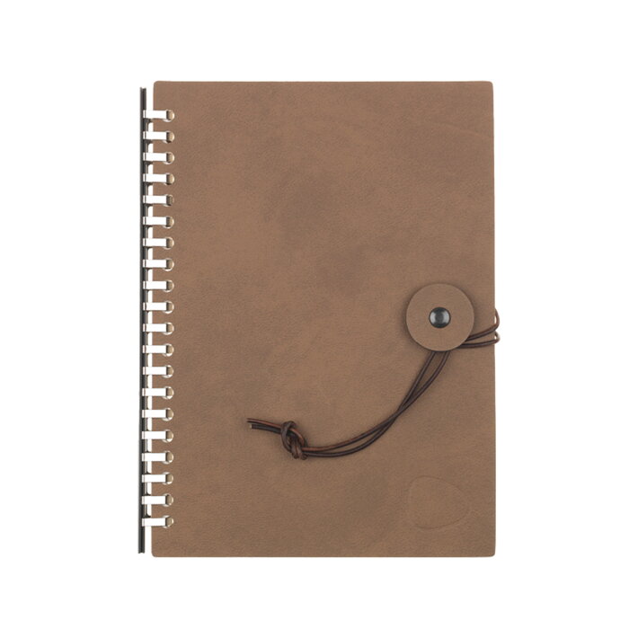 Dizajnový zápisník z kože so zapínaním vo farebnom variante hnedá/piesková