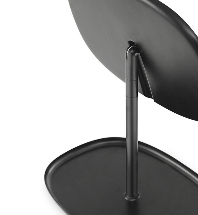 Dizajnové stolové zrkadlo v čiernom prevedení s podstavcom na odkladanie drobností