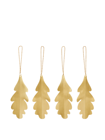 Vianočné ozdoby Oak Leaf Brass Ornaments, set 4 ks – mosadzné