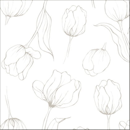 Dizajnové reliéfne servírky, 20 ks, tulipány – biele