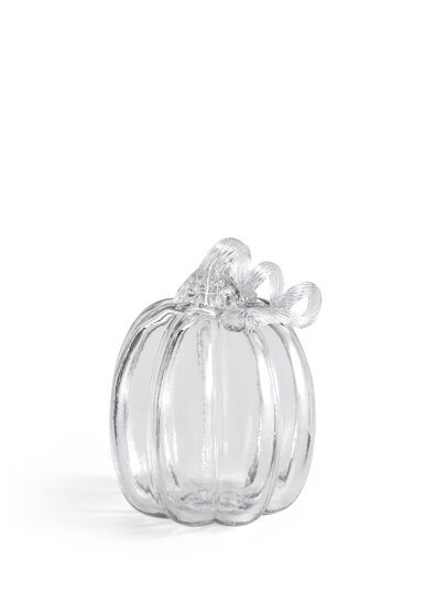Dekoračná tekvica Pumpkin Clear, 14 cm – číra