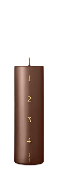 Adventná valcová sviečka Hazelnut,  20 cm – hnedá