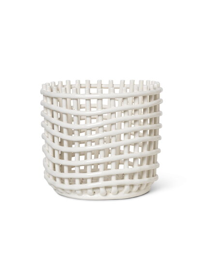 Keramický košík Ceramic Basket, veľký – biely