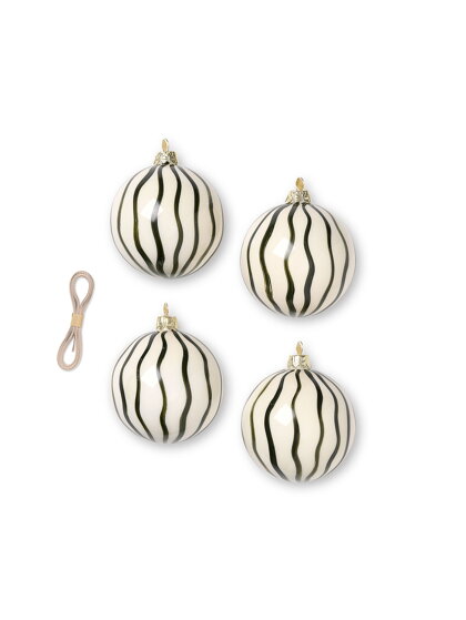 Vianočné ozdoby zo skla Ornament Lines, set 4 ks – zelené