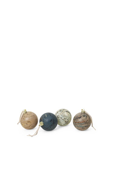 Vianočné ozdoby Marble Baubles, veľké, set 4 ks – mramorový mix