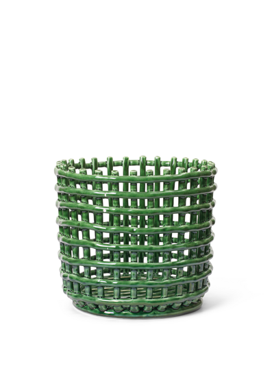Keramický košík Ceramic Basket, veľký – smaragdovo zelený