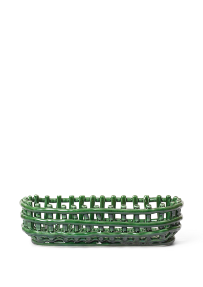 Keramický košík Ceramic Basket, oválny – smaragdovo zelený