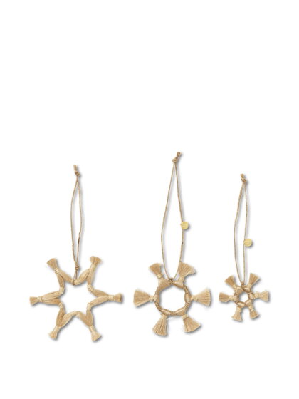 Jutové vianočné ozdoby Jute Stars, set 3 ks, hviezdy – prírodné