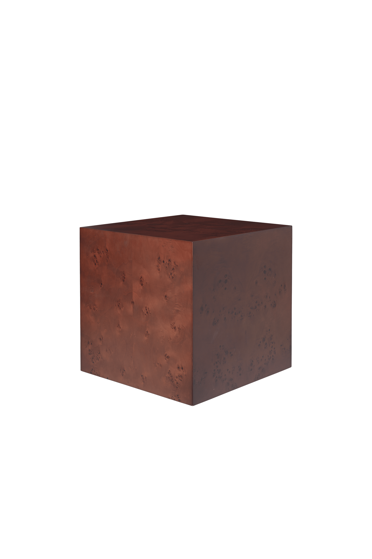 Príručný stolík Burl Cube – tmavý morený topoľ