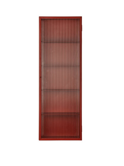 Nástenná skrinka Haze Reeded, vlnité sklo, vysoká – červená