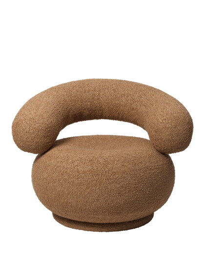 Kreslo Orbo Raw Bouclé – hnedé