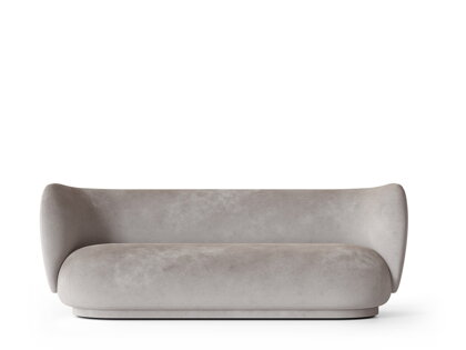 Pohovka Rico Faded Velvet Concrete, 3-miestna – sivá