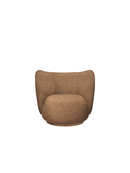 Kreslo Rico Raw Bouclé, otočné – hnedé