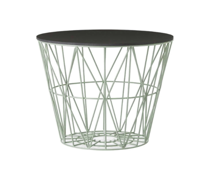 Set Drôtený kôš Wire Basket, malý – mentolový a veko
