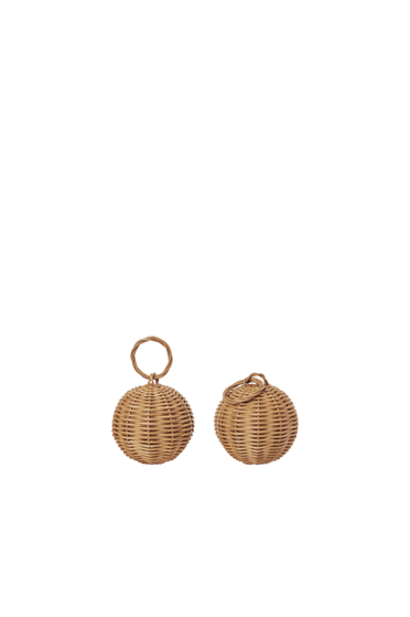 Vianočné ozdoby Braided Baubles, set 2 ks – prírodný ratan