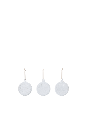 Flurry Glass Baubles karácsonyi díszek, White, L, 3 db-os szett – fehér
