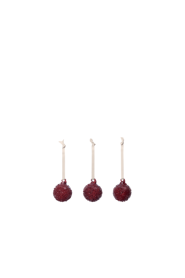 Flurry Glass Baubles karácsonyi díszek, Picante Red, S, 3 db-os szett – sötétpiros