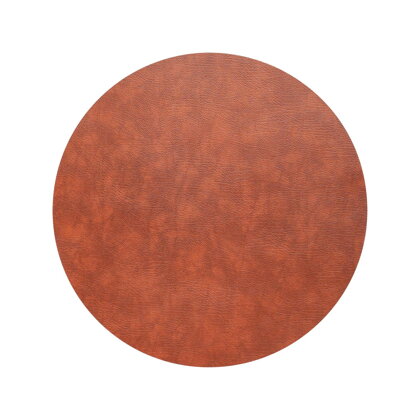 Kožený koberec Circle – červenohnedý