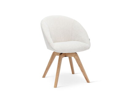 Otočná jedálenská stolička Ona – off-white/prírodný dub