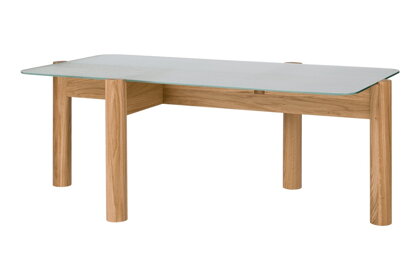 Konferenčný stolík Kob Oak, prírodný – sklo/dub