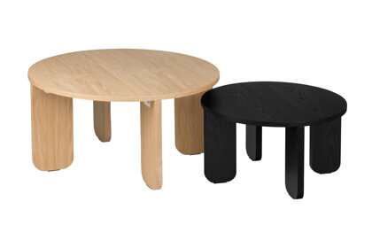 Konferenčný stolík Kuvu Oak/Vulcano Black, set 2 ks – prírodný/čierny