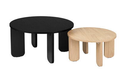 Konferenčný stolík Kuvu Vulcano Black/Oak, set 2 ks – čierny/prírodný