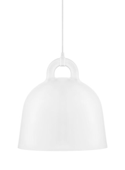Závesná lampa Bell, stredná – biela