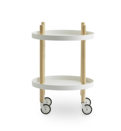 Príručný stolík Block Table Ø 45 cm – biely/jaseň