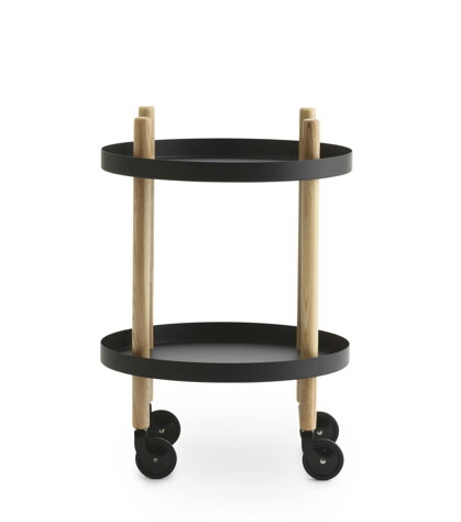 Príručný stolík Block Table Ø 45 cm – čierny/jaseň