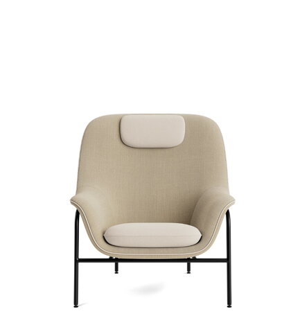 Kreslo Drape Lounge Chair High W. Headres Black Steel – béžové/čierna oceľ