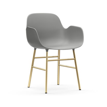 Stolička Form Armchair – sivá/mosadzná