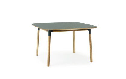 Stôl Form, štvorcový, 120x120 cm – zelený/dub