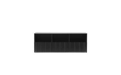 Komoda Rib Hybrid, nízka – čierna/dub