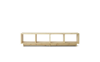 Knižnica Plank Bookcase, nízka – prírodná/borovica