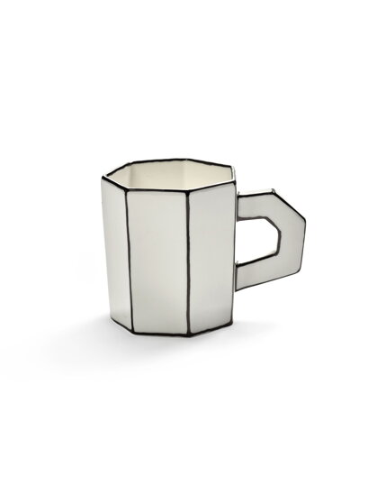 Carte Blanche tea csésze alátéttel – fehér/fekete