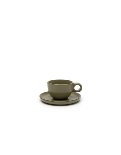 Šálka na kávu s podšálkou Surface – camo zelená