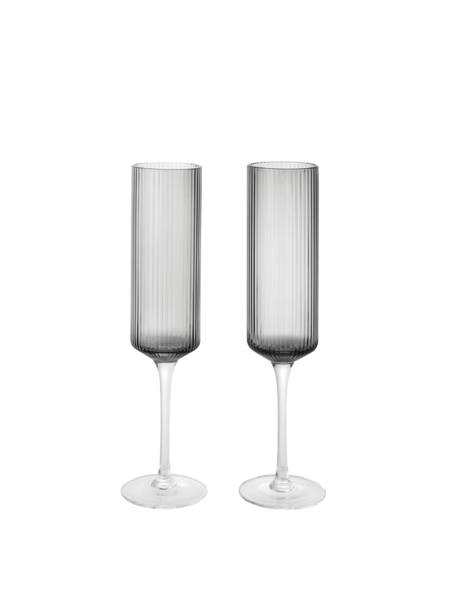 Poháre na šampanské Ripple Flutes, set 2 ks – dymové