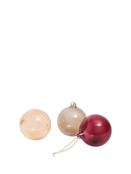 Vianočné ozdoby Glass Baubles, Roseate Translucent, L, set 3 ks – číry mix