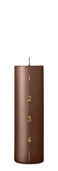 Adventná valcová sviečka Hazelnut,  20 cm – hnedá