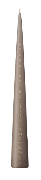 Adventná kónická sviečka Calendar Soft Clay, 37 cm – hnedá
