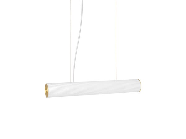 Závesná lampa Vuelta, malá – biela/mosadzná