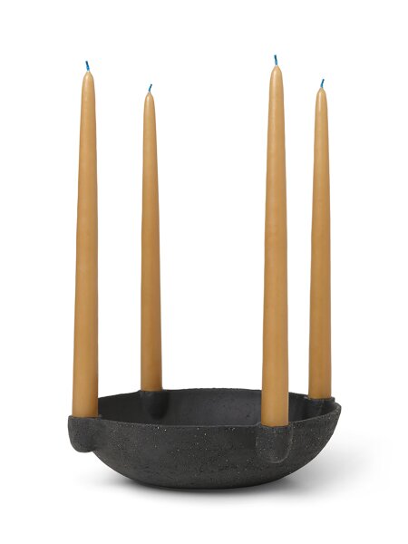Svietnik v tvare misky Bowl Candle Holder, veľký – tmavosivý