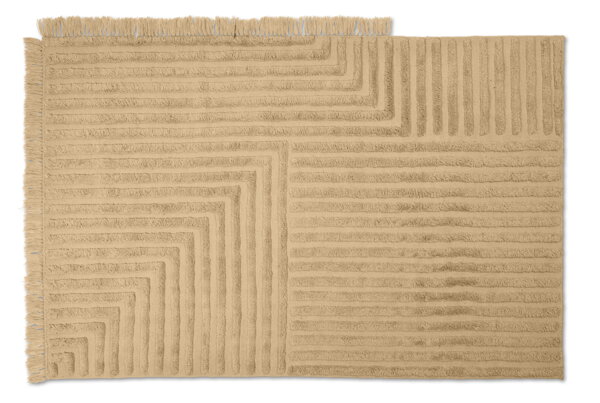 Vlnený koberec Crease, veľký – pieskový